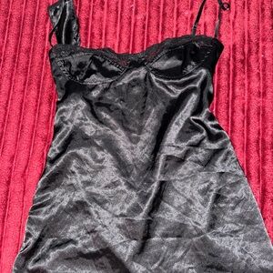 Elegant Black Satin Chemise